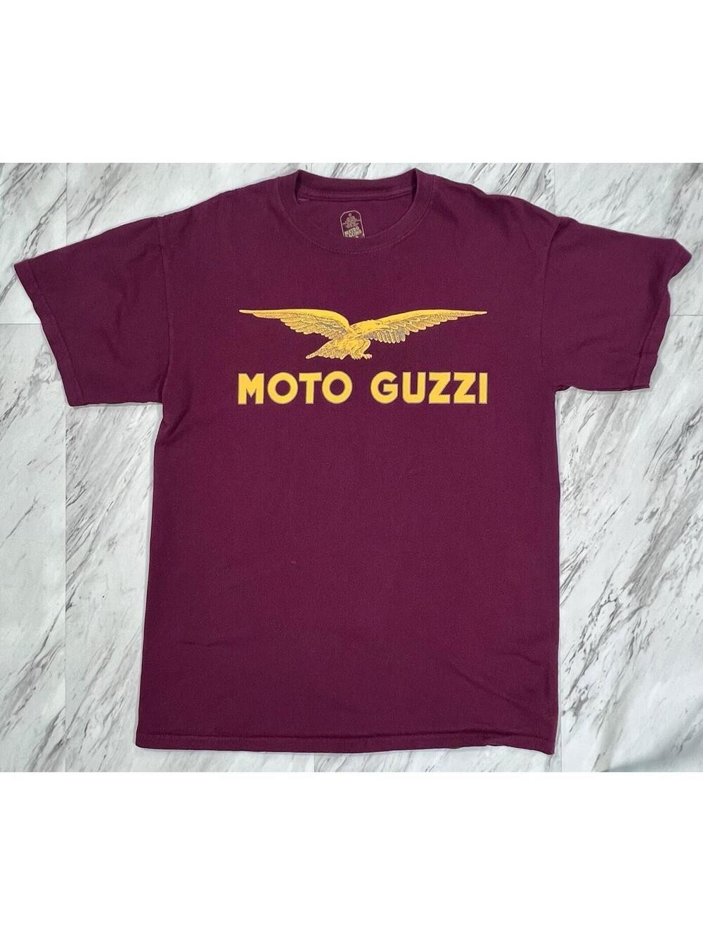 Moto Guzzi Eagle Logo Tee Maroon Graphic Shirt Size Medium #9